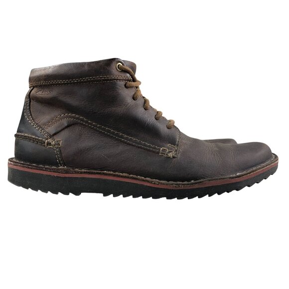Clarks Mens Size 9.5M Collection Remsen Brown Leather Lace-Up Ankle Chukka Boots - Picture 1 of 16